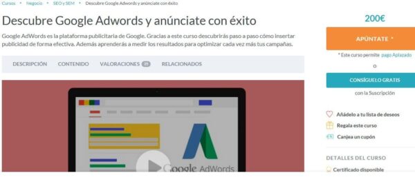 Oferta Descubre Google Adwords